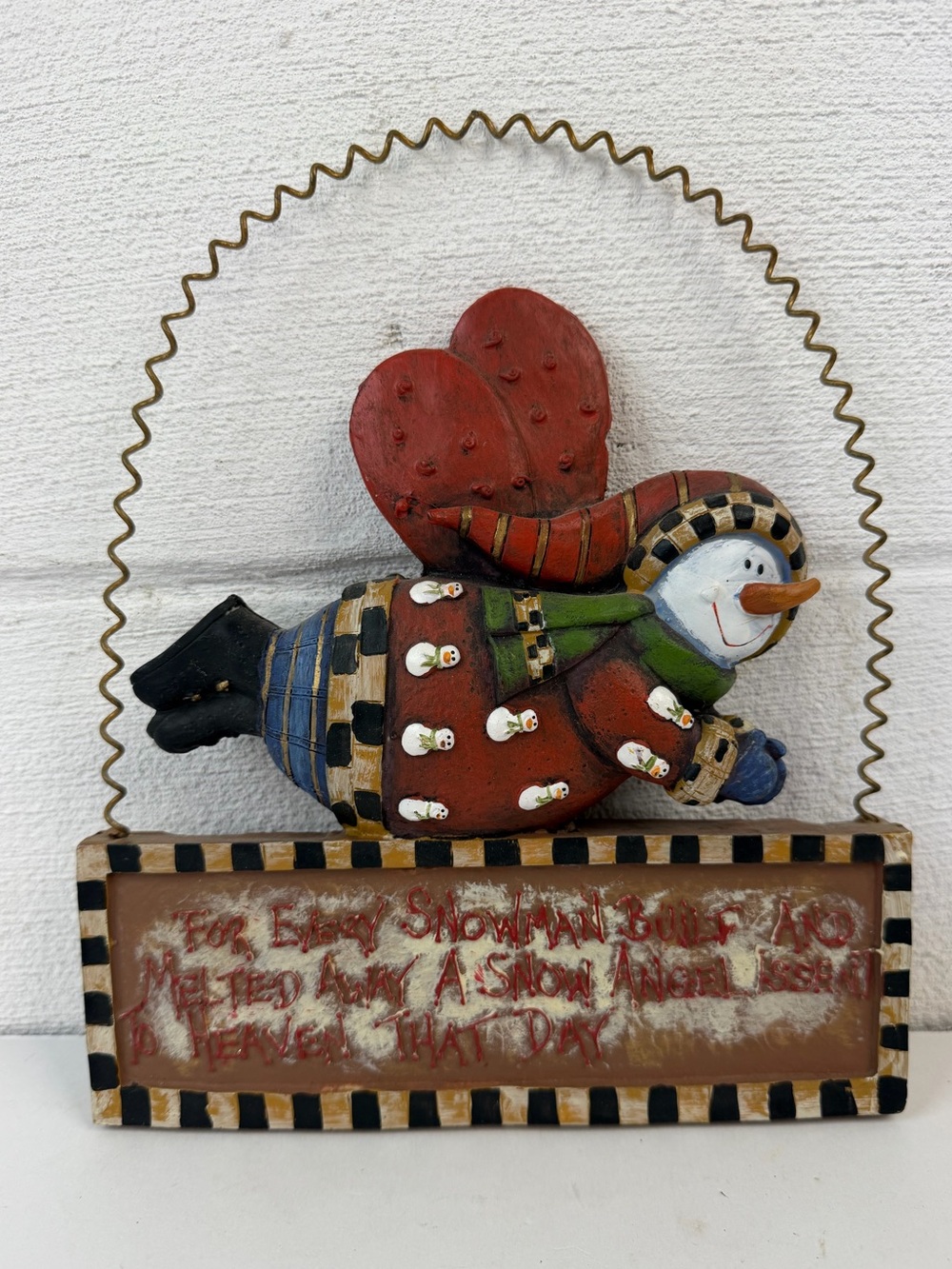 Primitive Snowman Angel Hanging Sign